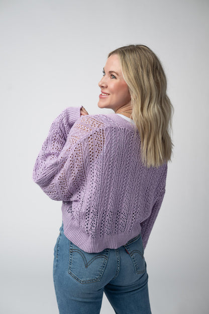IN STOCK Callie Cropped Cardigan - Lavender FINAL SALE