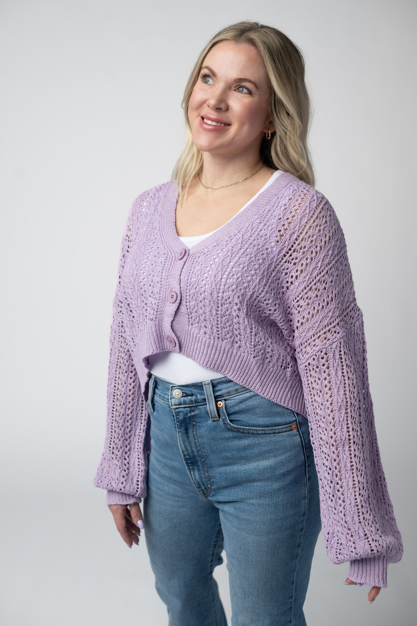 IN STOCK Callie Cropped Cardigan - Lavender FINAL SALE