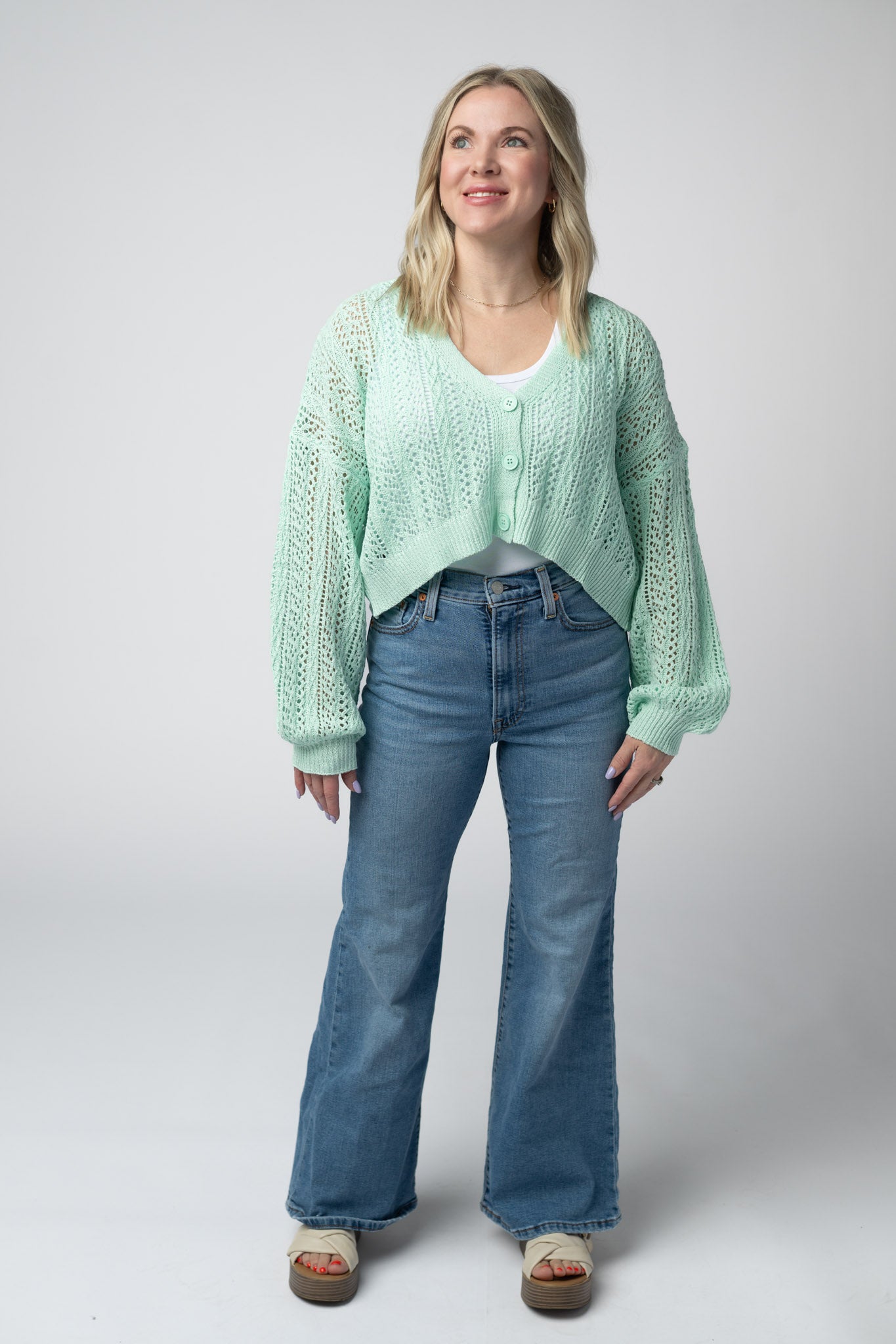 IN STOCK Callie Cropped Cardigan - Mint FINAL SALE