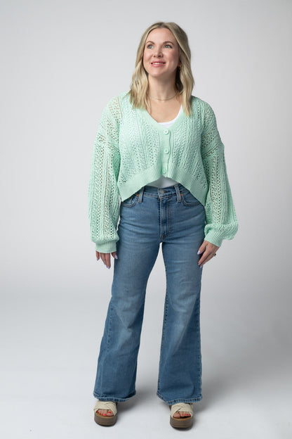 IN STOCK Callie Cropped Cardigan - Mint FINAL SALE