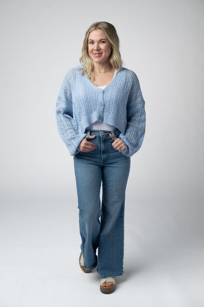 IN STOCK Callie Cropped Cardigan - Sky Blue FINAL SALE