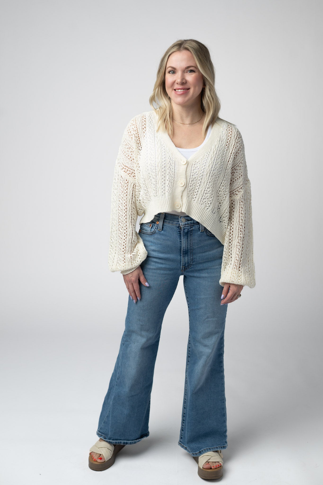 IN STOCK Callie Cropped Cardigan - Ivory FINAL SALE
