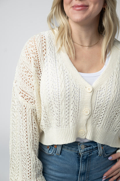 IN STOCK Callie Cropped Cardigan - Ivory FINAL SALE