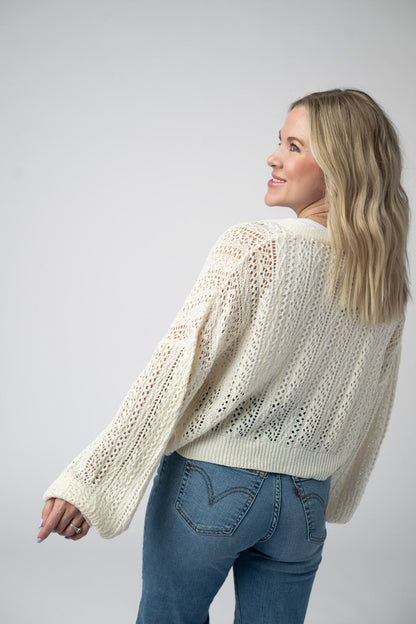 IN STOCK Callie Cropped Cardigan - Ivory FINAL SALE