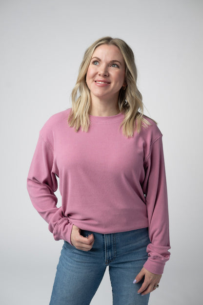 IN STOCK Corrine Ribbed Pullover Top - Rose FINAL SALE