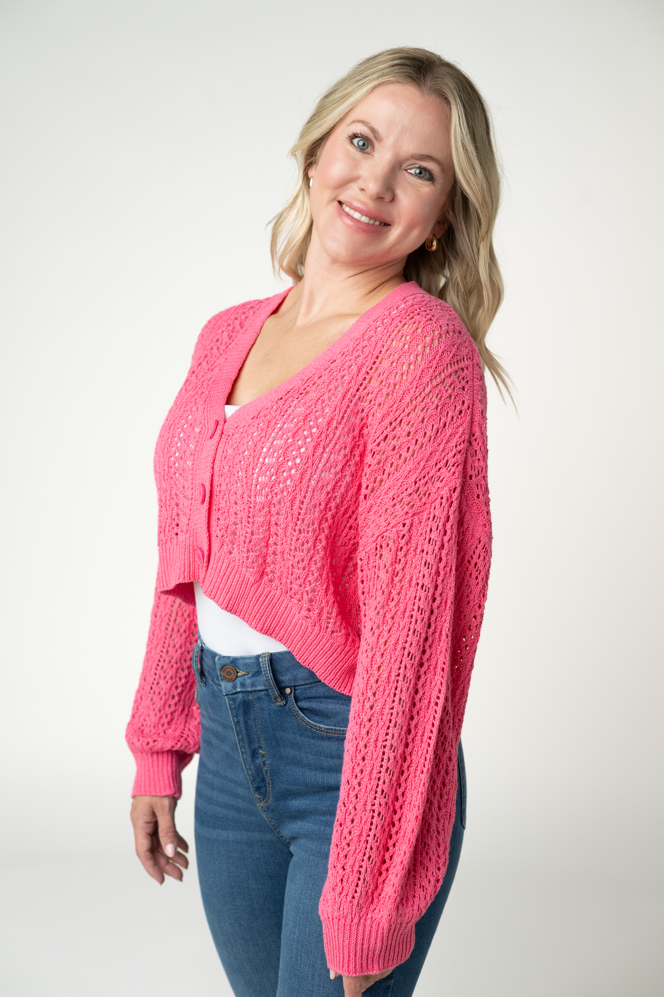 IN STOCK Callie Cropped Cardigan - Pink FINAL SALE