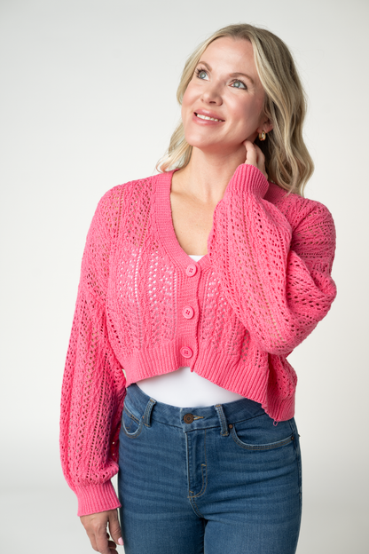 IN STOCK Callie Cropped Cardigan - Pink FINAL SALE