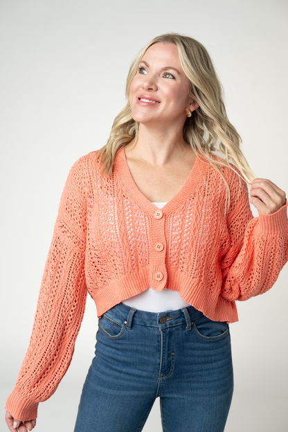 IN STOCK Callie Cropped Cardigan - Melon FINAL SALE