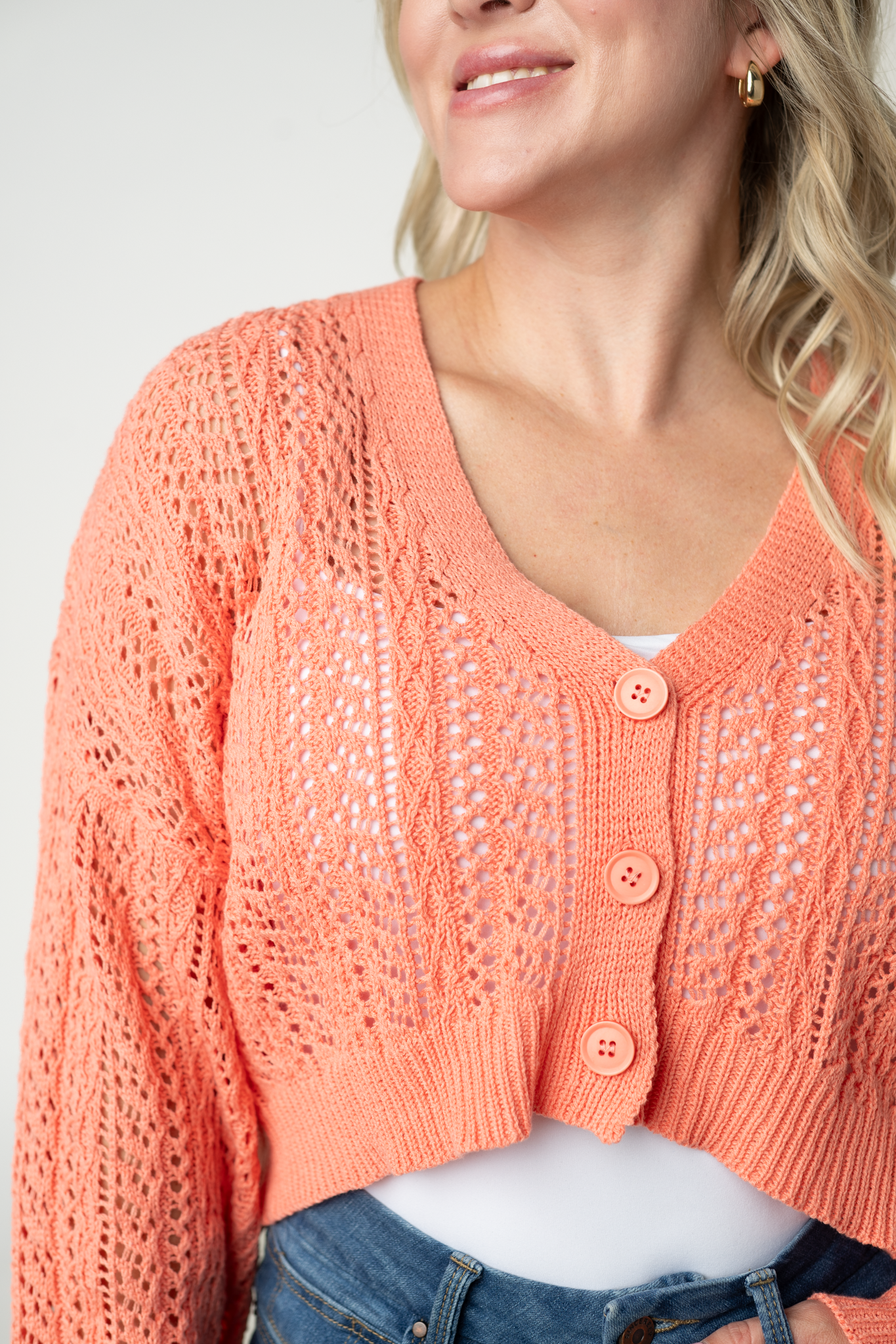 IN STOCK Callie Cropped Cardigan - Melon FINAL SALE