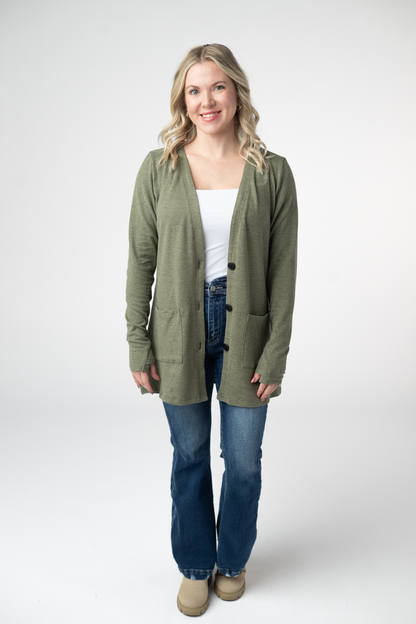 IN STOCK Cori Cardigan - Heathered Olive