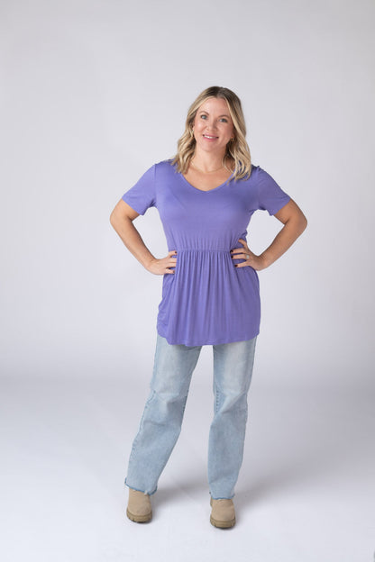 IN STOCK Sarah Ruffle Short Sleeve - Periwinkle Purple FINAL SALE