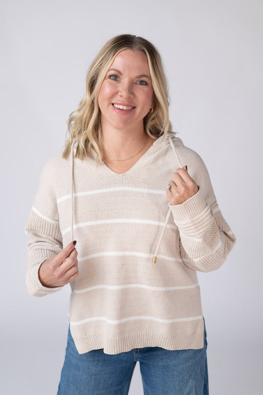 IN STOCK Maddie Striped Hoodie - Natural FINAL SALE