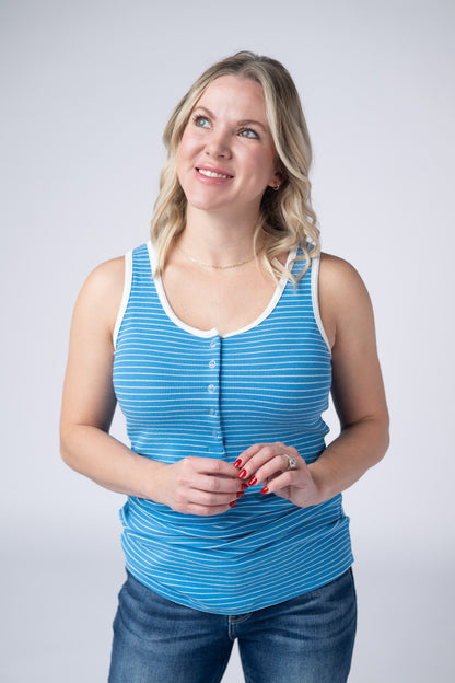IN STOCK Shiloh Button Snap Tank - Ocean Blue FINAL SALE
