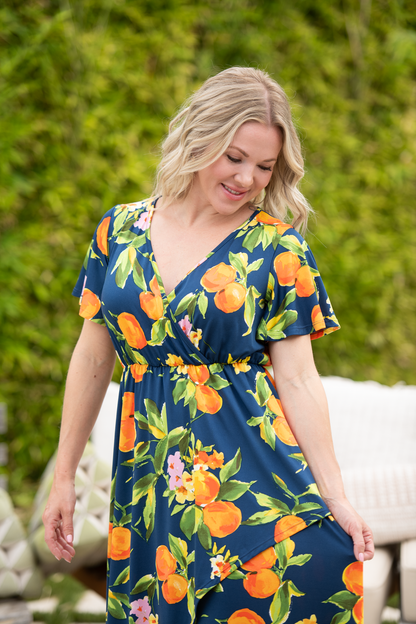 IN STOCK Harley High-Low Dress - Navy Citrus FINAL SALE