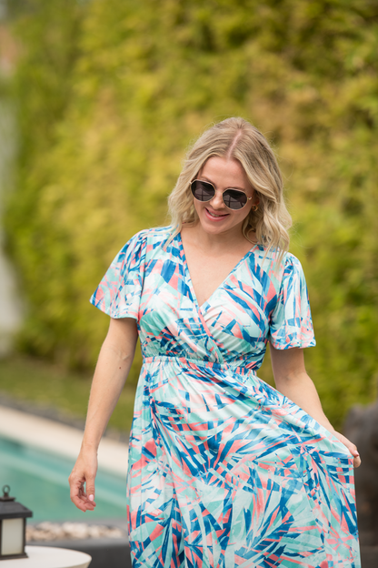 IN STOCK Millie Maxi Dress - Abstract Aqua Breeze FINAL SALE