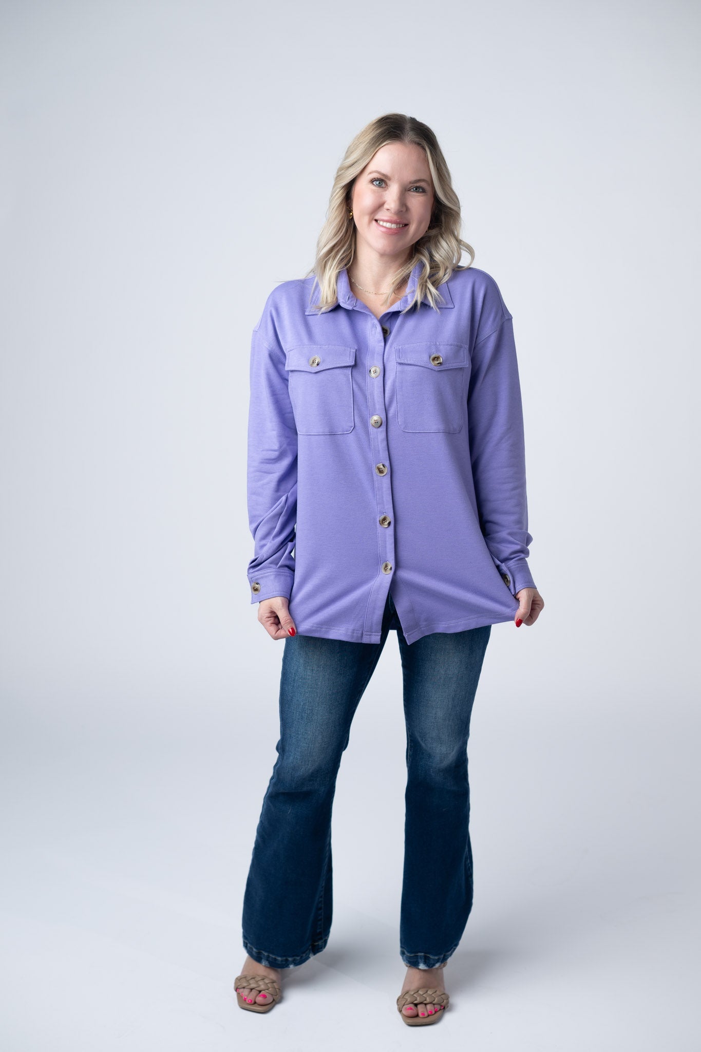 IN STOCK Brenna Button Down Top - Purple FINAL SALE