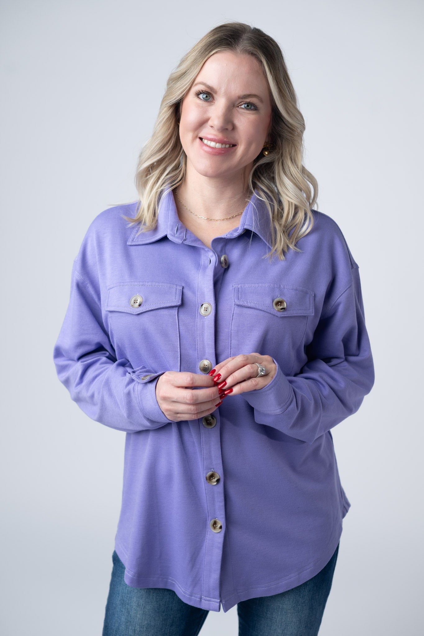 IN STOCK Brenna Button Down Top - Purple FINAL SALE
