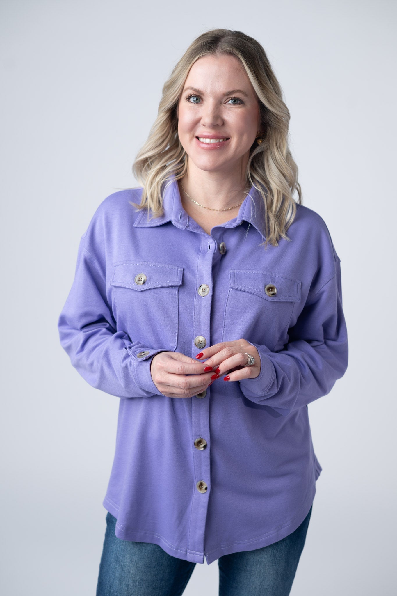 IN STOCK Brenna Button Down Top - Purple FINAL SALE