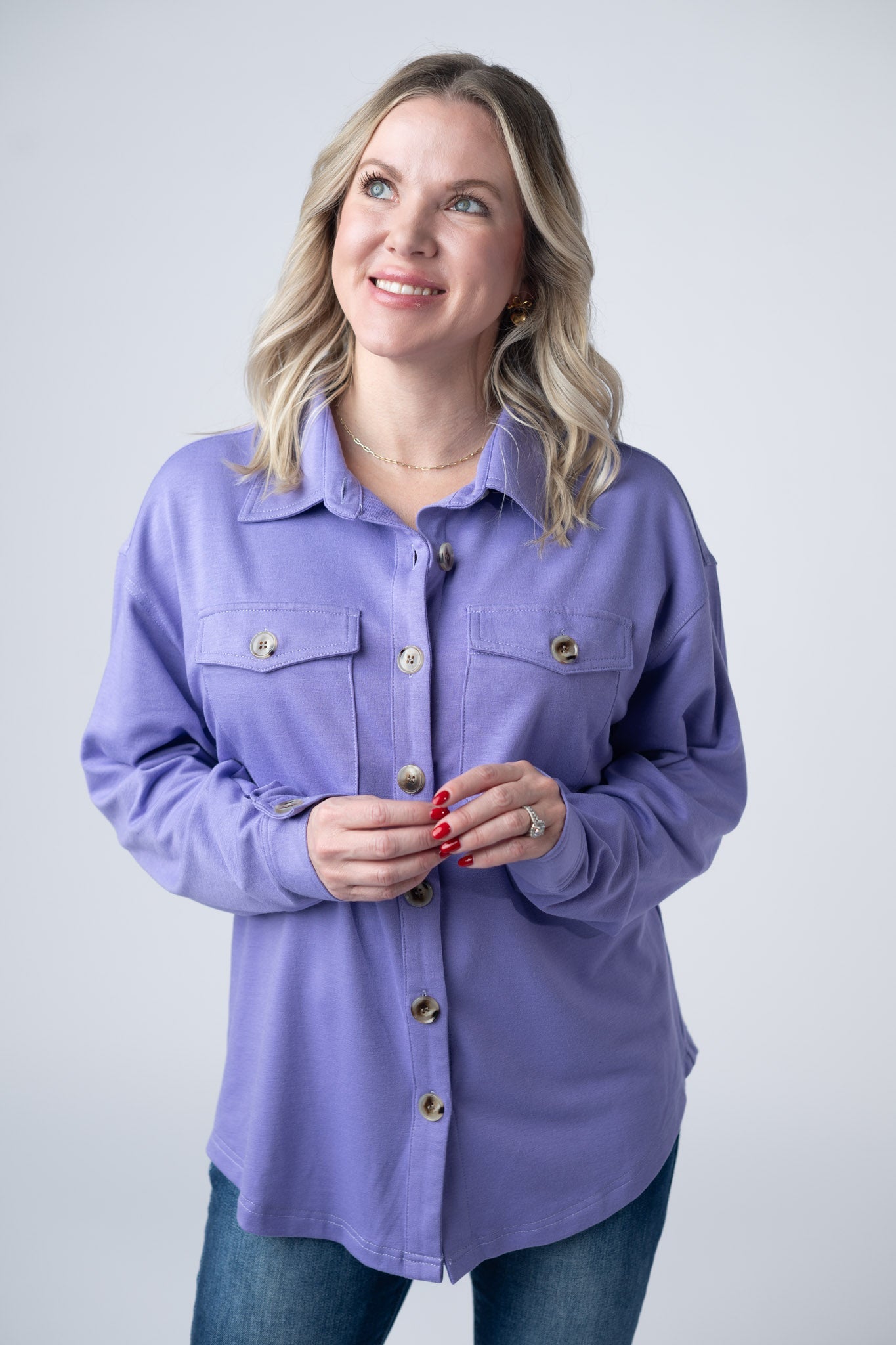 IN STOCK Brenna Button Down Top - Purple FINAL SALE