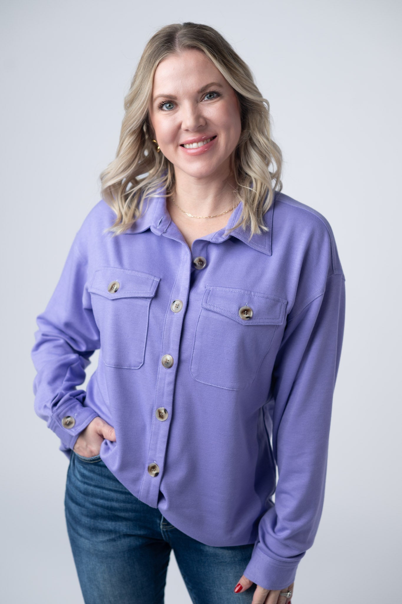 IN STOCK Brenna Button Down Top - Purple FINAL SALE