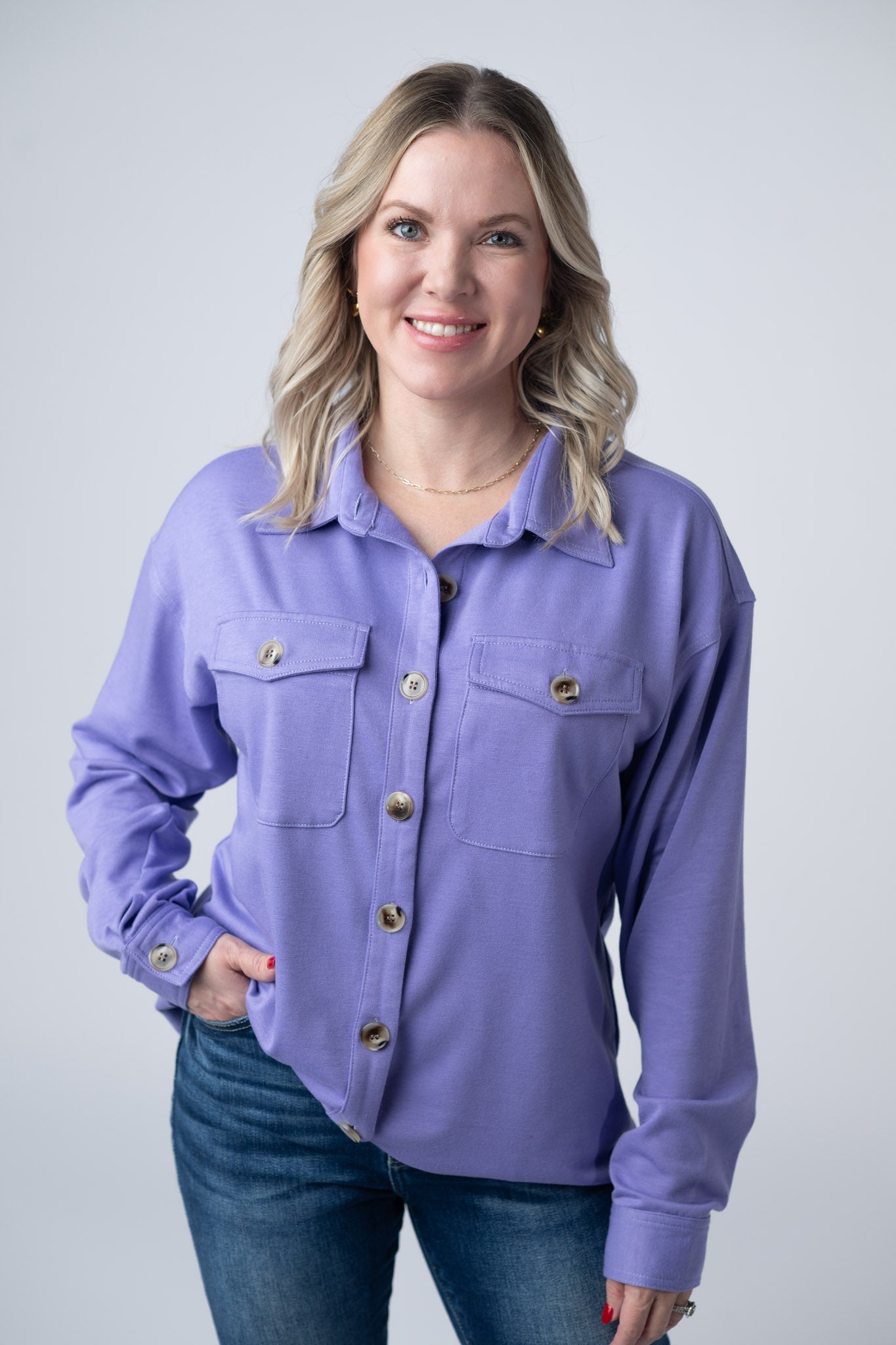 IN STOCK Brenna Button Down Top - Purple FINAL SALE