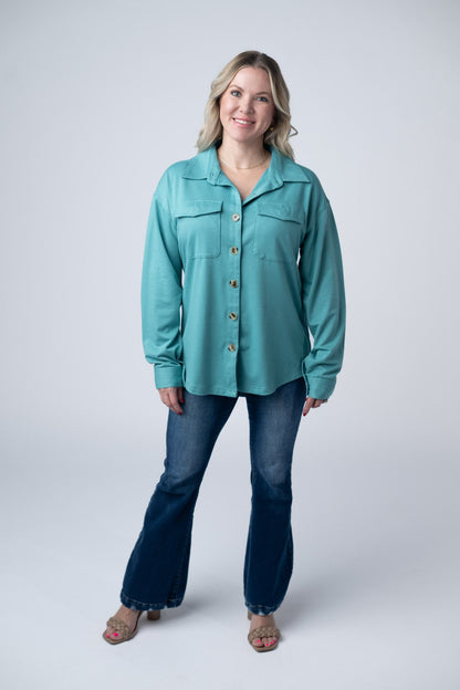 IN STOCK Brenna Button Down Top - Teal FINAL SALE