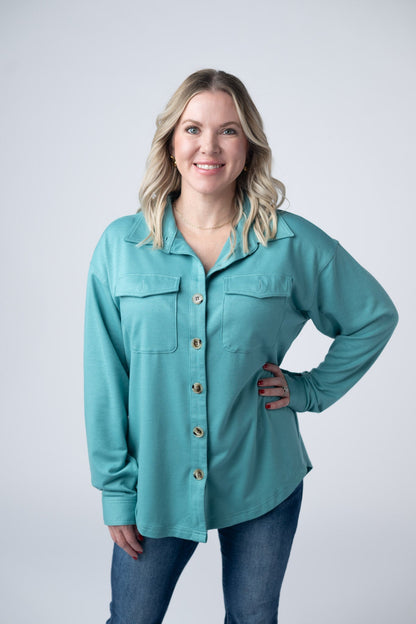 IN STOCK Brenna Button Down Top - Teal FINAL SALE