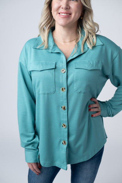 IN STOCK Brenna Button Down Top - Teal FINAL SALE