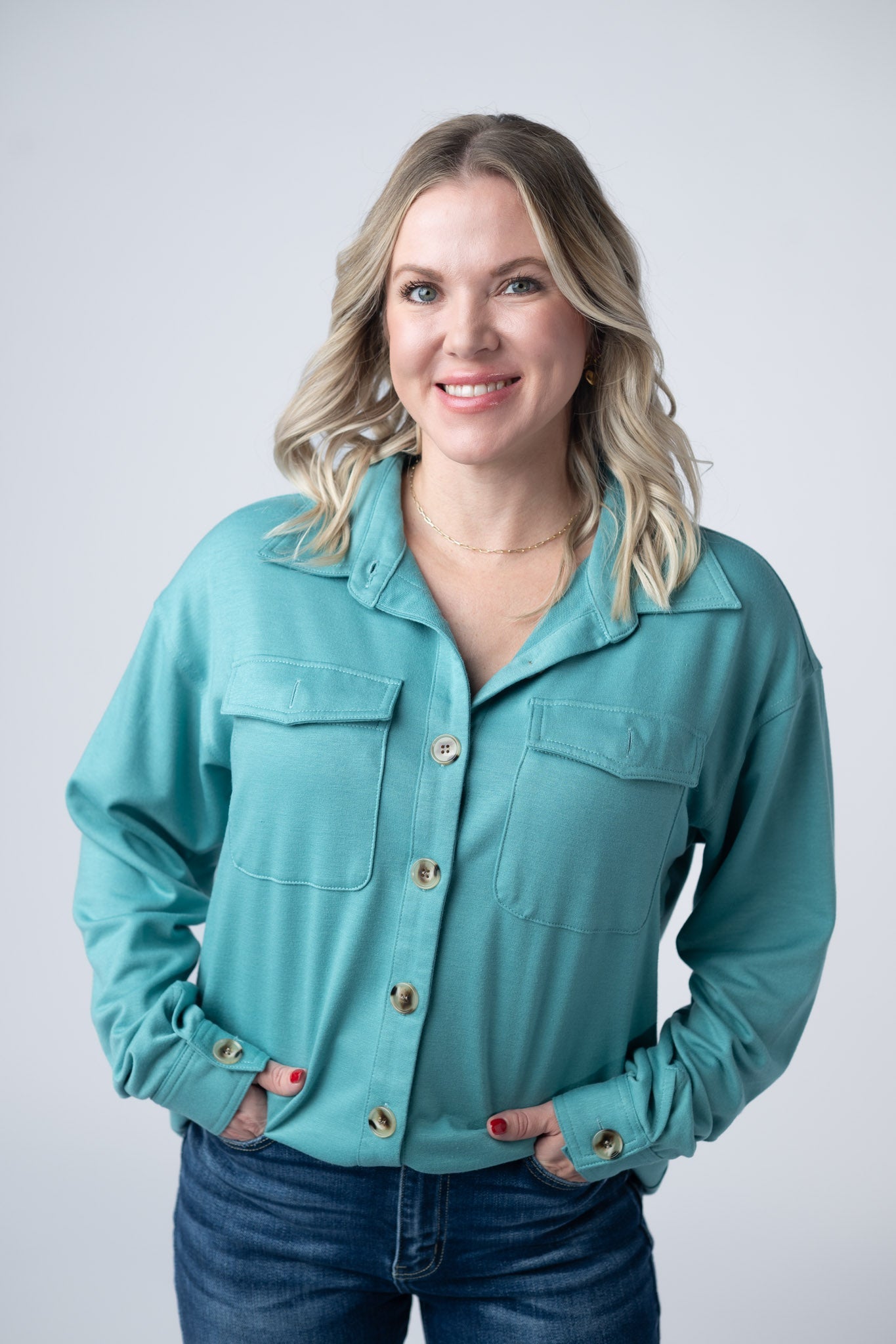 IN STOCK Brenna Button Down Top - Teal FINAL SALE