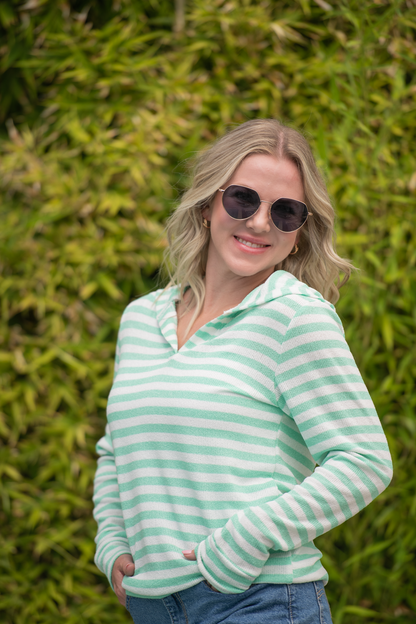 IN STOCK Amelia Striped Hoodie - Green