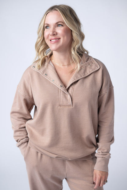 IN STOCK Jesse Vintage Wash Snap Pullover - Tan