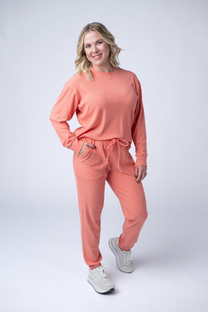 IN STOCK Corrine Ribbed Pullover Top - Coral FINAL SALE