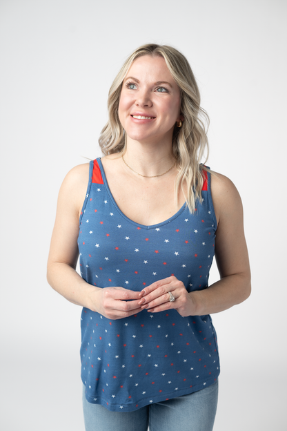 IN STOCK Poppy Tank - Blue Freedom Stars FINAL SALE