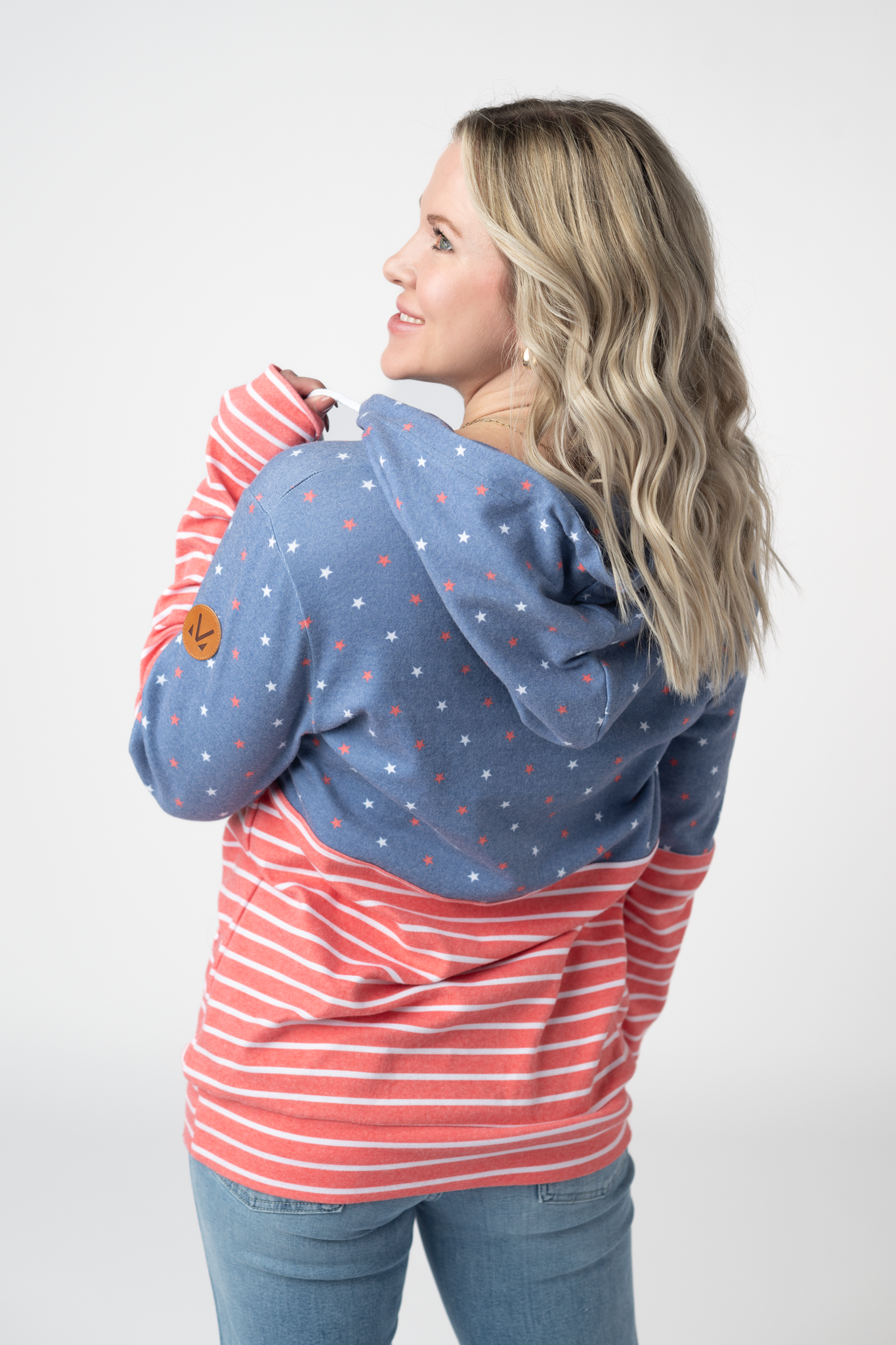 IN STOCK Hailey Pullover Hoodie - Faded Navy Freedom Stars and Stripes FINAL SALE