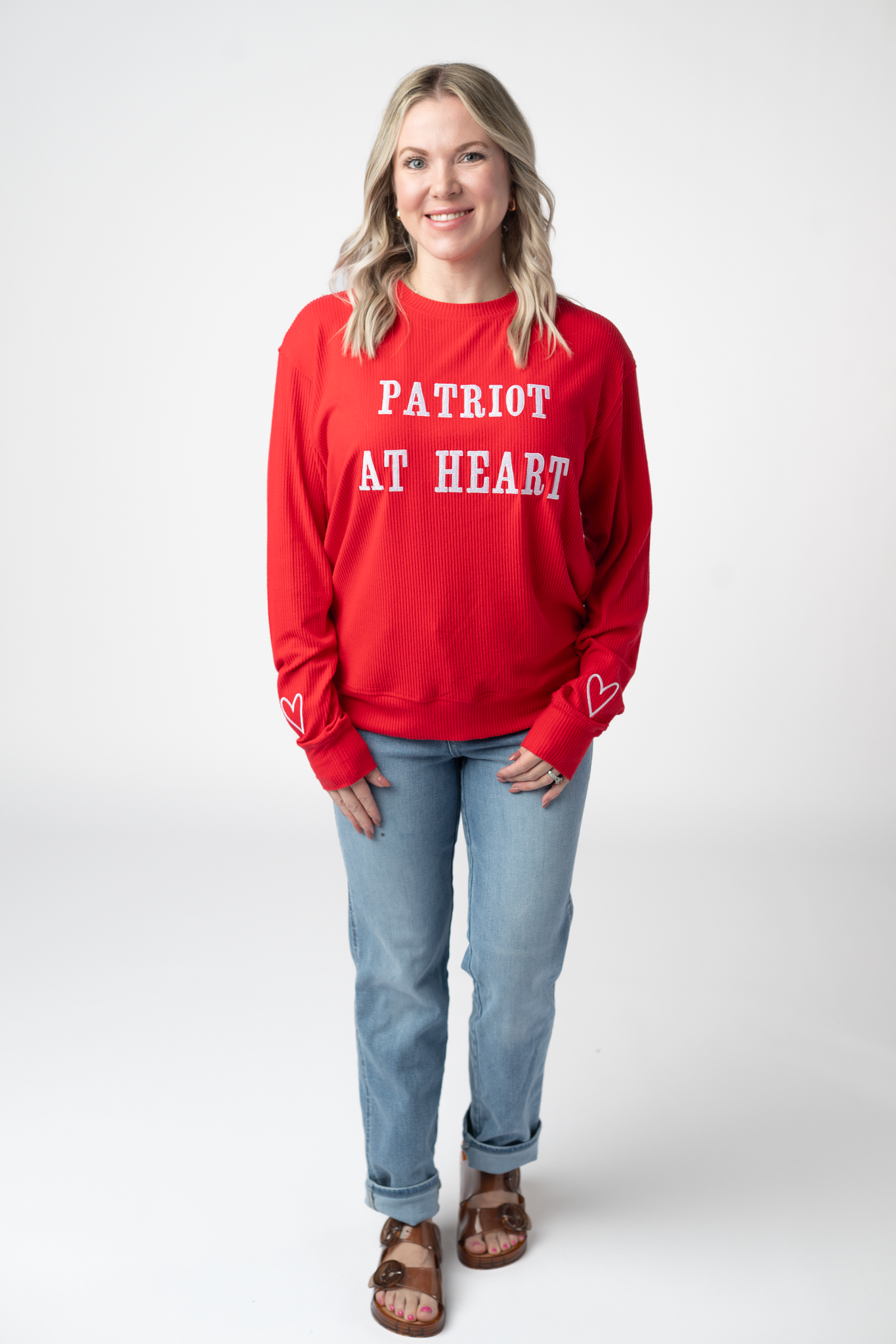 IN STOCK Corrine Embroidered Pullover Top - Patriot at Heart FINAL SALE