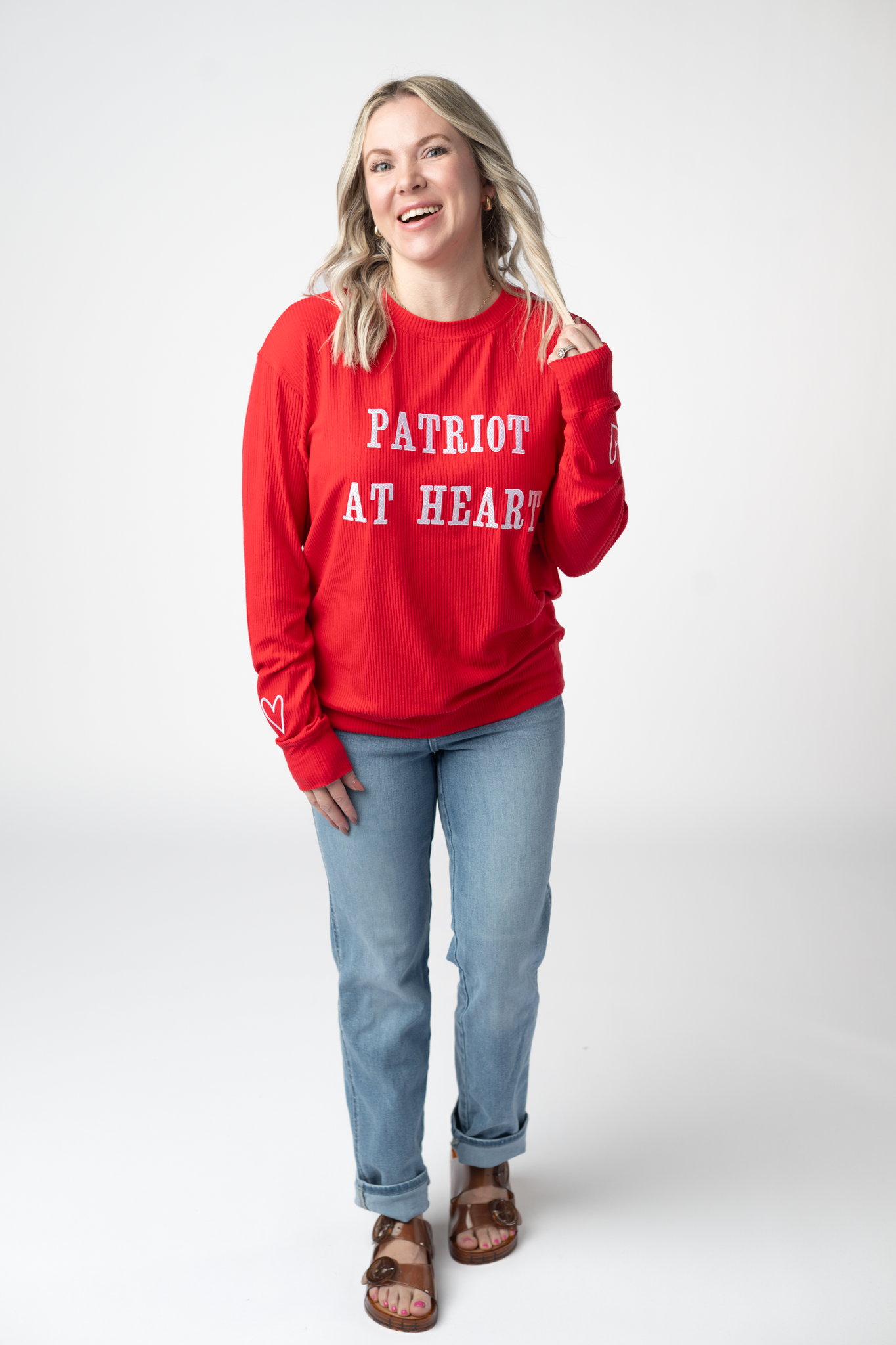 IN STOCK Corrine Embroidered Pullover Top - Patriot at Heart FINAL SALE