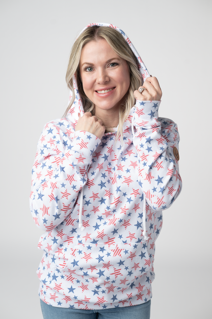 IN STOCK Hailey Pullover Hoodie - American Stars and Stripes FINAL SALE