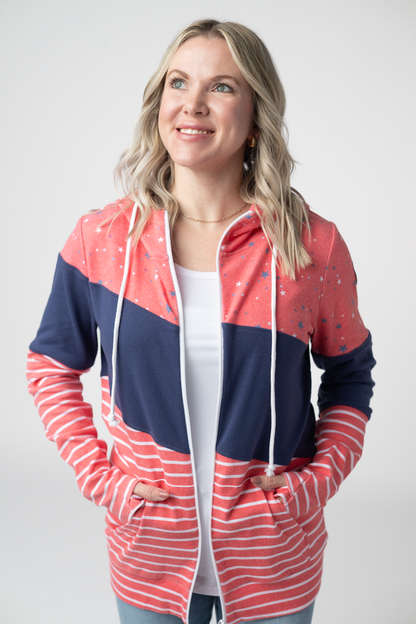 IN STOCK Colorblock Fullzip - Liberty Stars, Navy, and Stripes Trio FINAL SALE