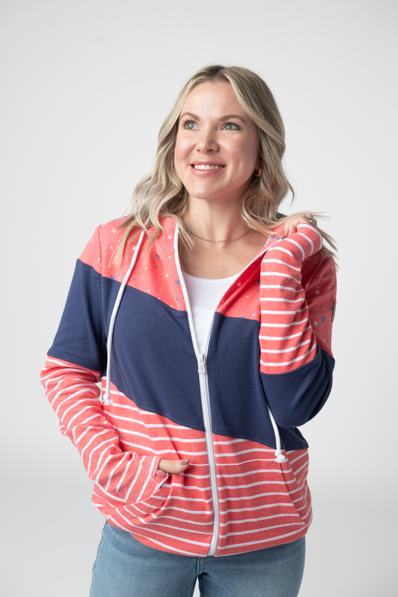 IN STOCK Colorblock Fullzip - Liberty Stars, Navy, and Stripes Trio FINAL SALE
