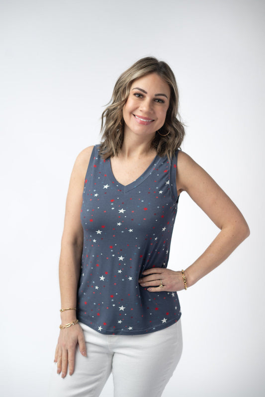 IN STOCK Noelle Tank - Navy Liberty Stars FINAL SALE