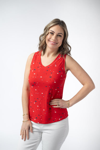 IN STOCK Noelle Tank - Red Liberty Stars FINAL SALE