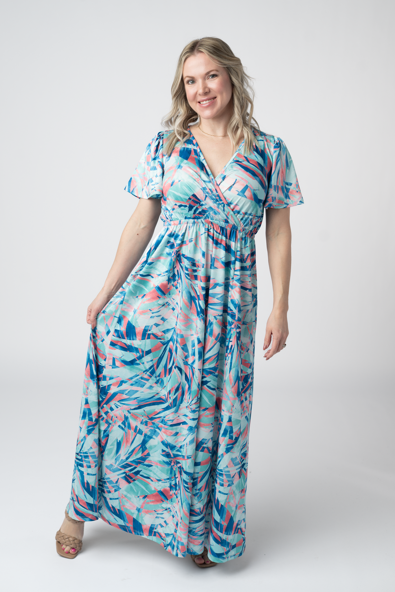 IN STOCK Millie Maxi Dress - Abstract Aqua Breeze FINAL SALE
