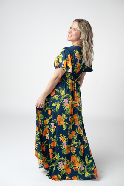 IN STOCK Harley High-Low Dress - Navy Citrus FINAL SALE