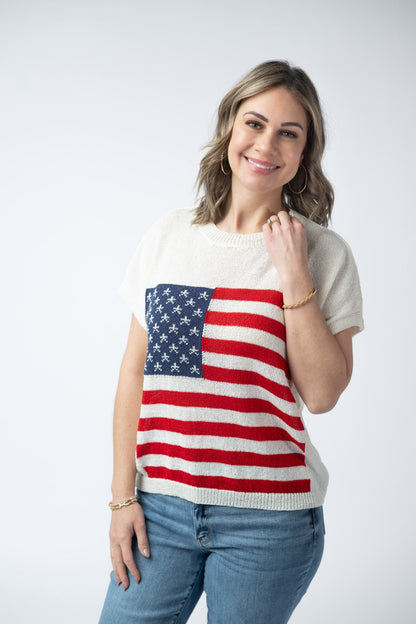 IN STOCK American Flag Open Knit Top FINAL SALE