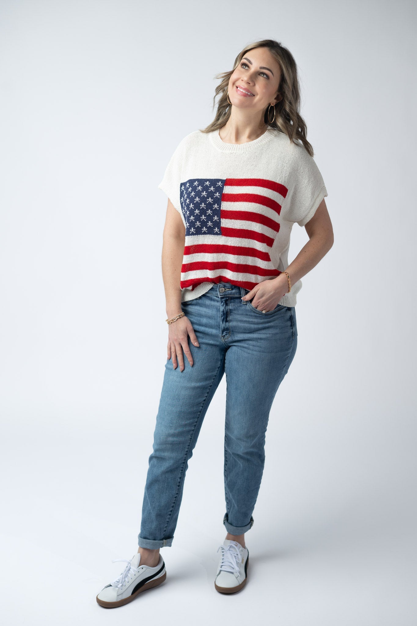 IN STOCK American Flag Open Knit Top FINAL SALE