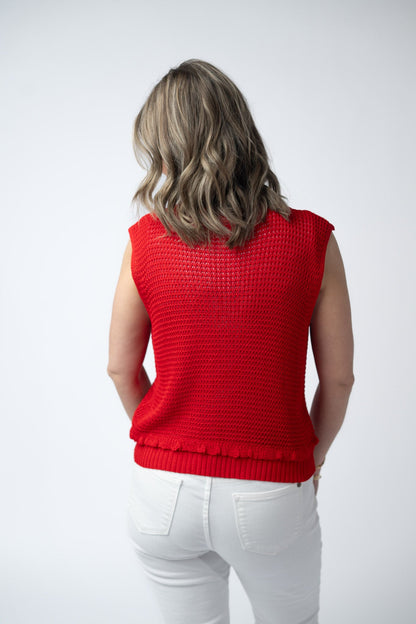 IN STOCK Amaya Open Knit Top - Red FINAL SALE