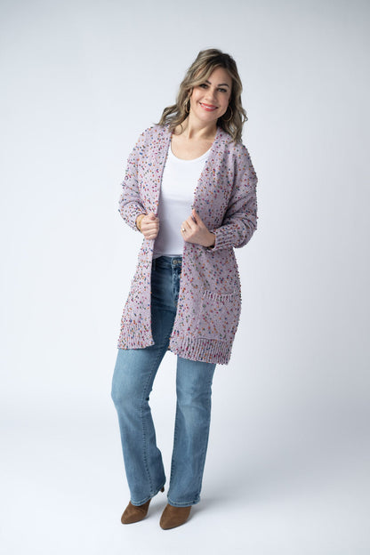 IN STOCK Carly Confetti Dot Cardigan - Lavender FINAL SALE