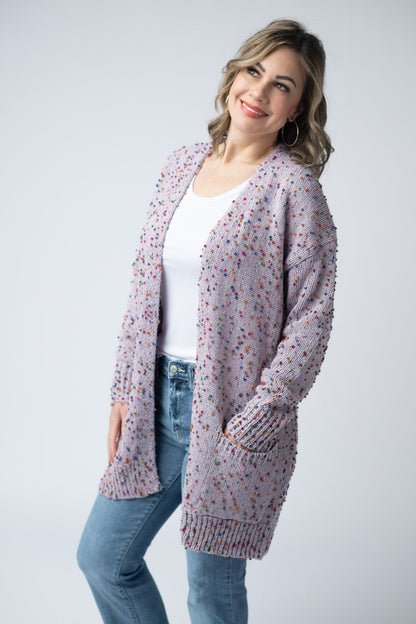 IN STOCK Carly Confetti Dot Cardigan - Lavender FINAL SALE