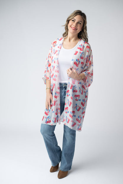 IN STOCK Patriotic Cherries Kimono FINAL SALE