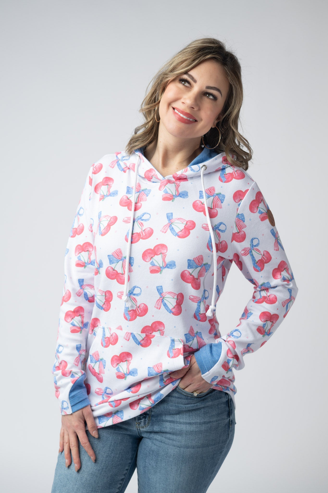 IN STOCK Hailey Pullover Hoodie - Patriotic Cherries FINAL SALE